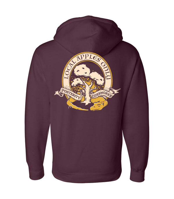 Local Apples Zip Up Hoodie - Maroon