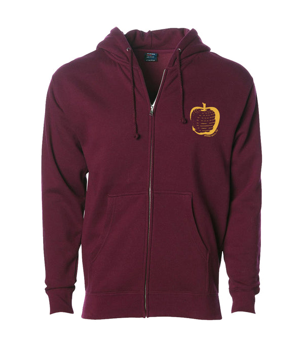 Local Apples Zip Up Hoodie - Maroon