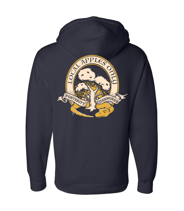 Local Apples Zip Up Hoodie- Navy